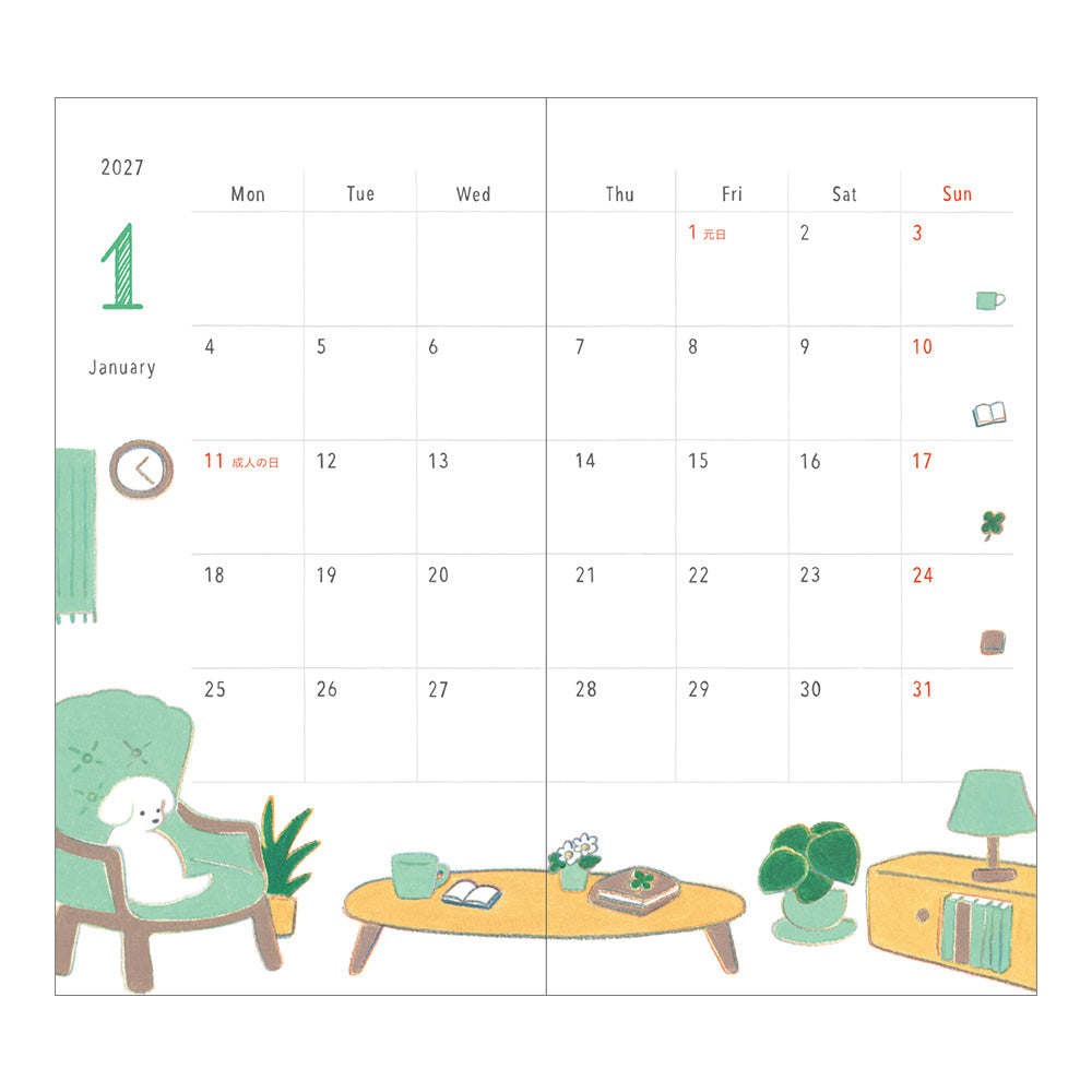 Midori - Pocket Diary Slim Dog 2027