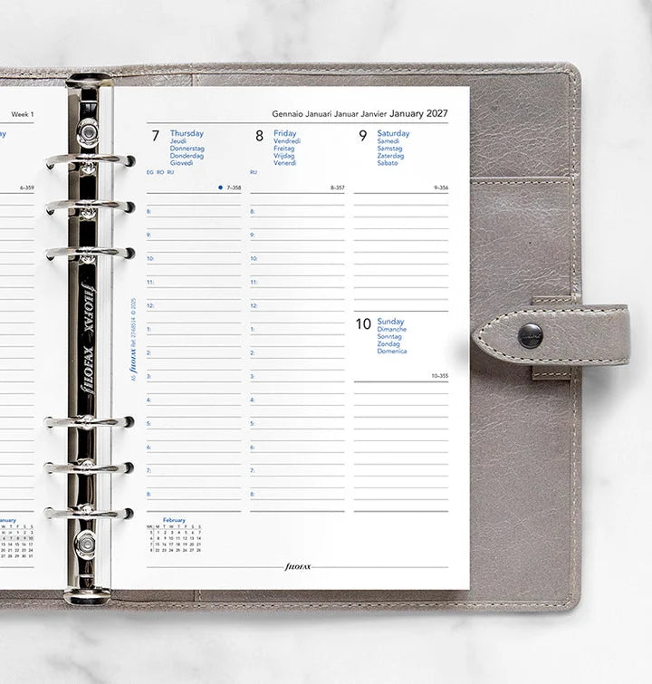 Filofax - Week On Two Pages Diary 2027 With Appointments - Multilanguage - A5 Organiser Refill