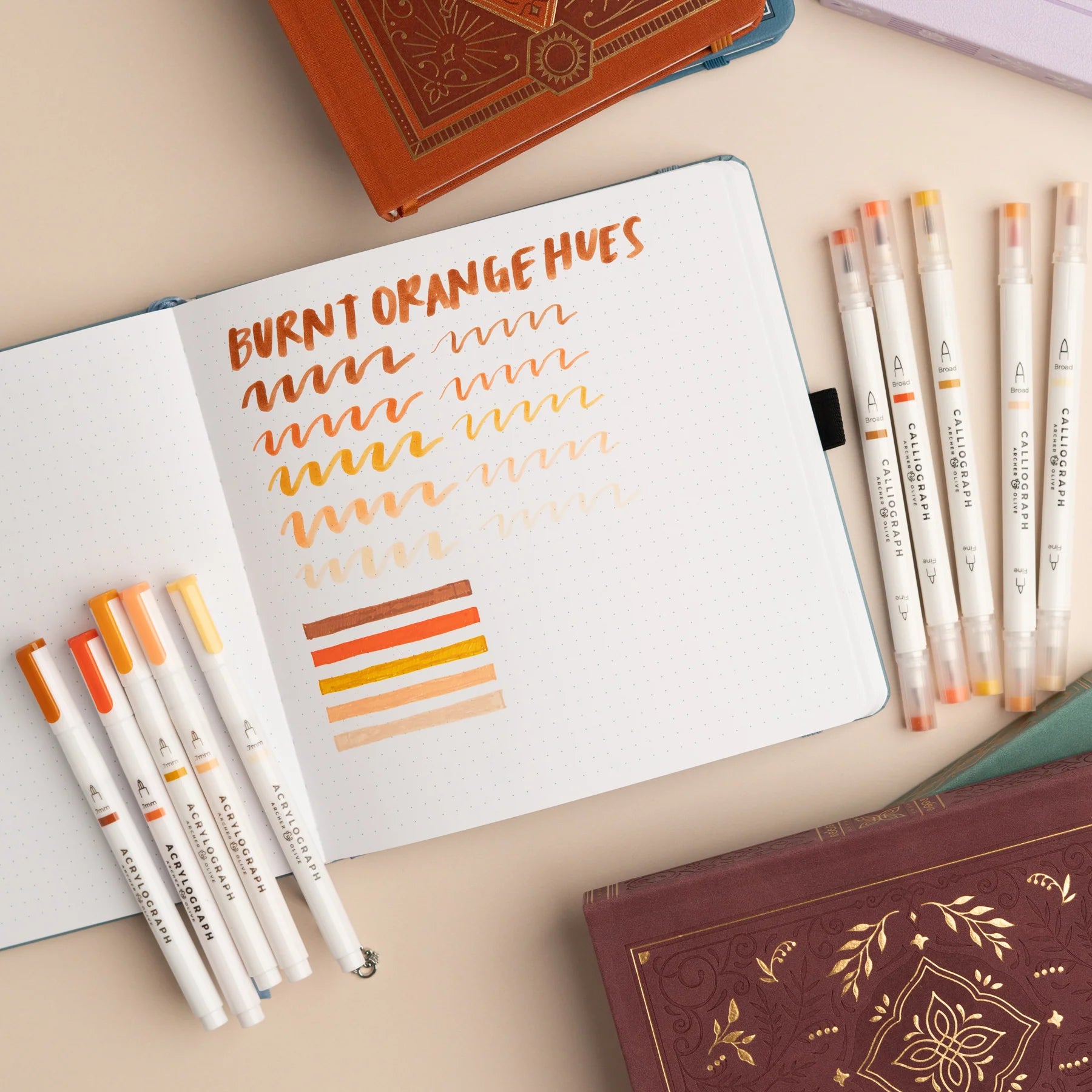Archer & Olive - Burnt Orange Hues Sets of 5 - Acrylograph-Stift-DutchMills