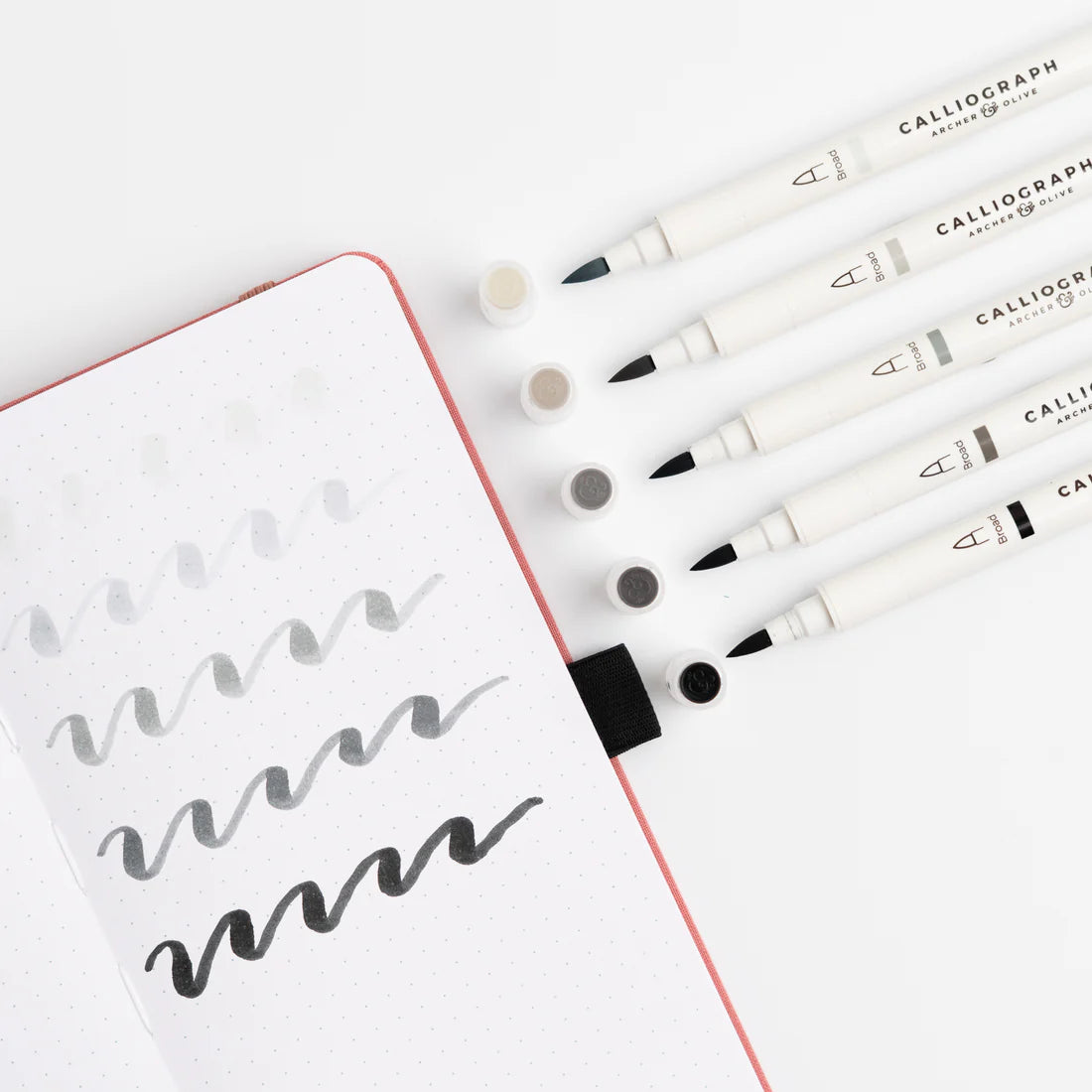 Archer & Olive - Grayscale Calliographs (Set of 5)-Stift-DutchMills