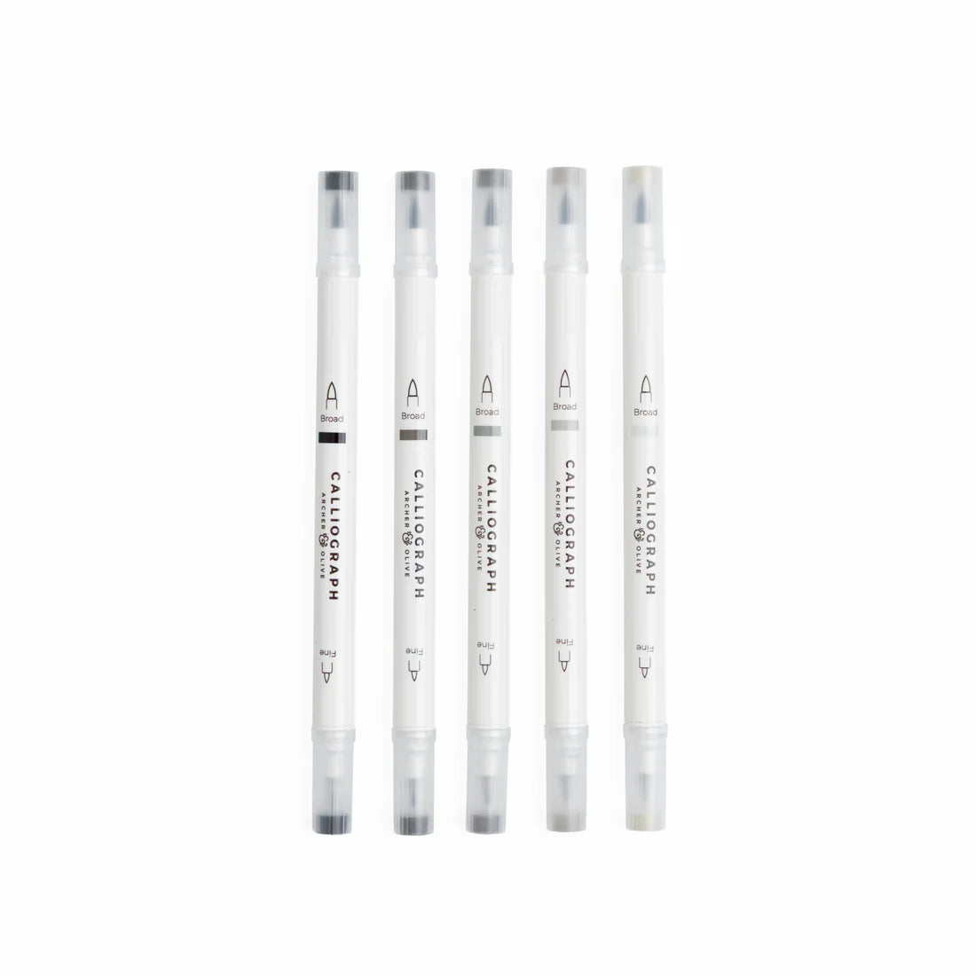 Archer & Olive - Grayscale Calliographs (Set of 5)-Stift-DutchMills