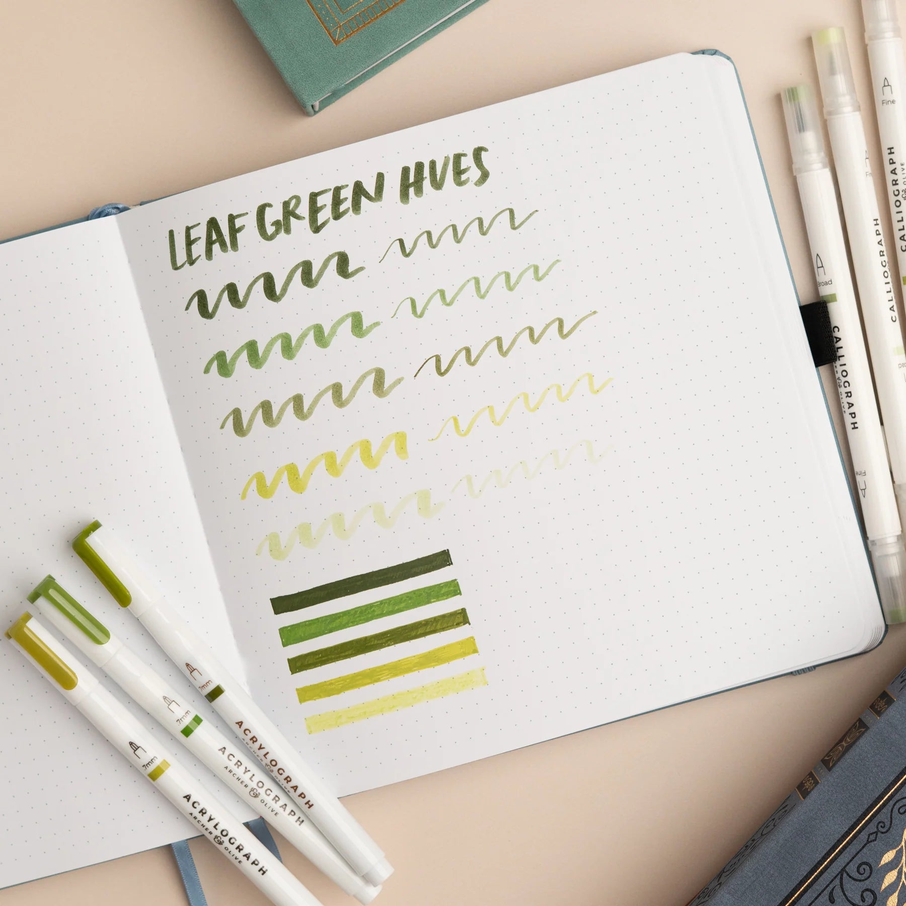 Archer & Olive - Leaf Green Hues Sets of 5 - Caliograph-Stift-DutchMills