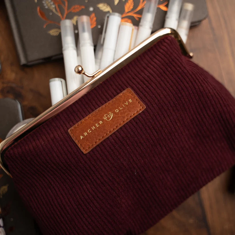 Archer & Olive - Quiet Corners Kiss-Lock Pouch | Maroon-Etui-DutchMills