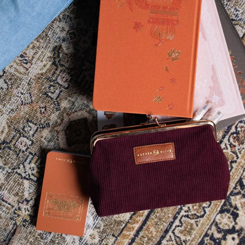Archer & Olive - Quiet Corners Kiss-Lock Pouch | Maroon-Etui-DutchMills