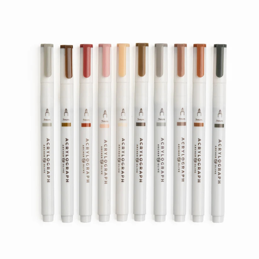 Archer & Olive - Quiet Corners | Set of 10 Acrylograph Pens-Stift-DutchMills