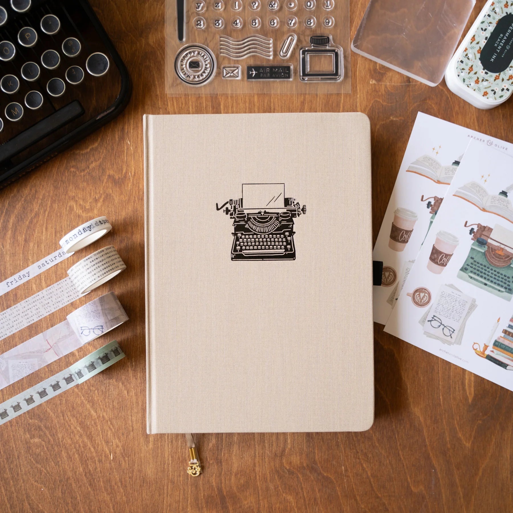 Archer & Olive - Square Vintage Typewriter Dot Grid Notebook-Notitieboek-DutchMills