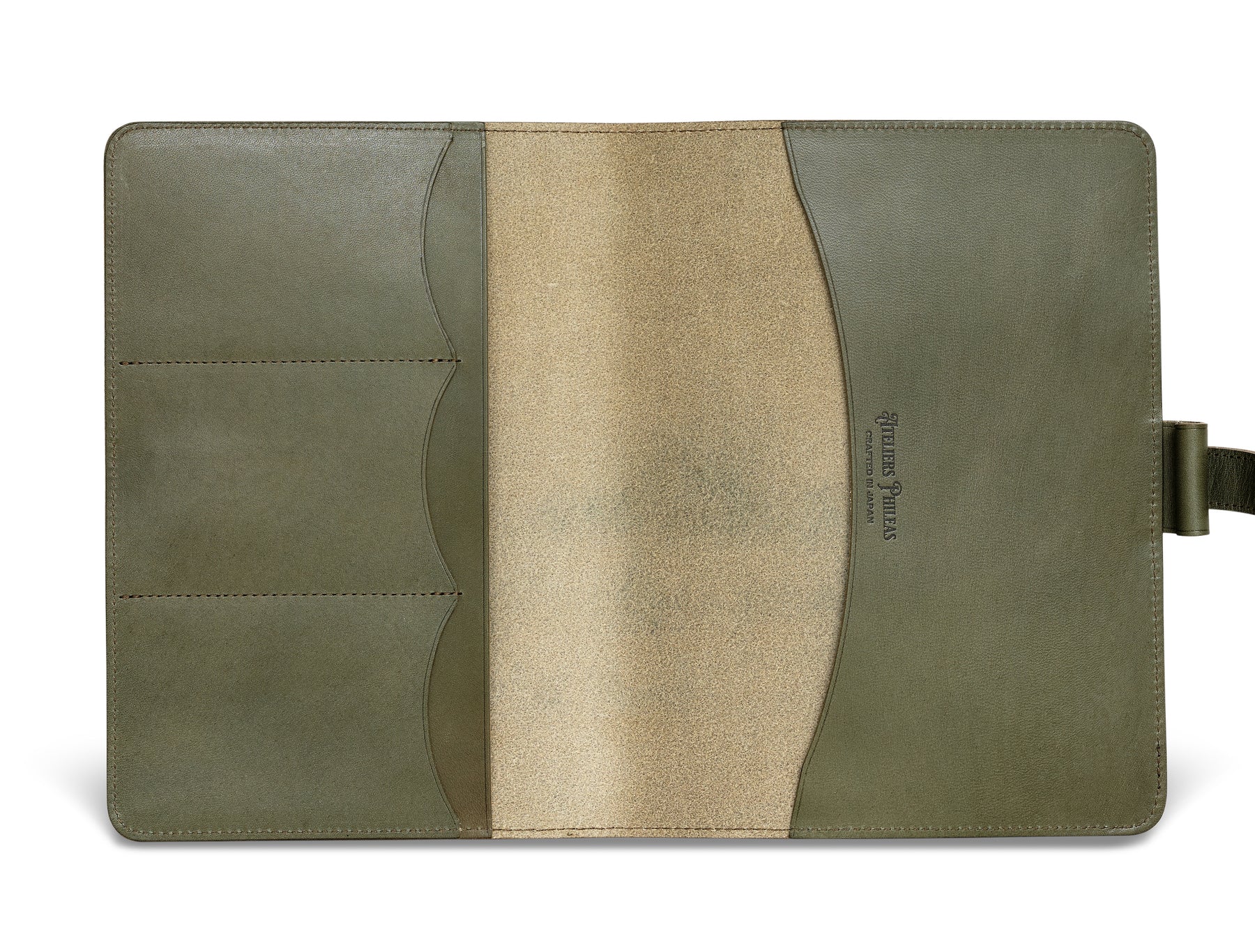 Ateliers Phileas - Yokohama A5 Leather Notebook Cover - Green-Cover-DutchMills