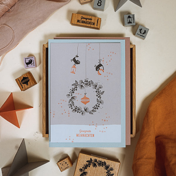 Cats on Appletrees - Christmas Wreath 2-Stempel-DutchMills