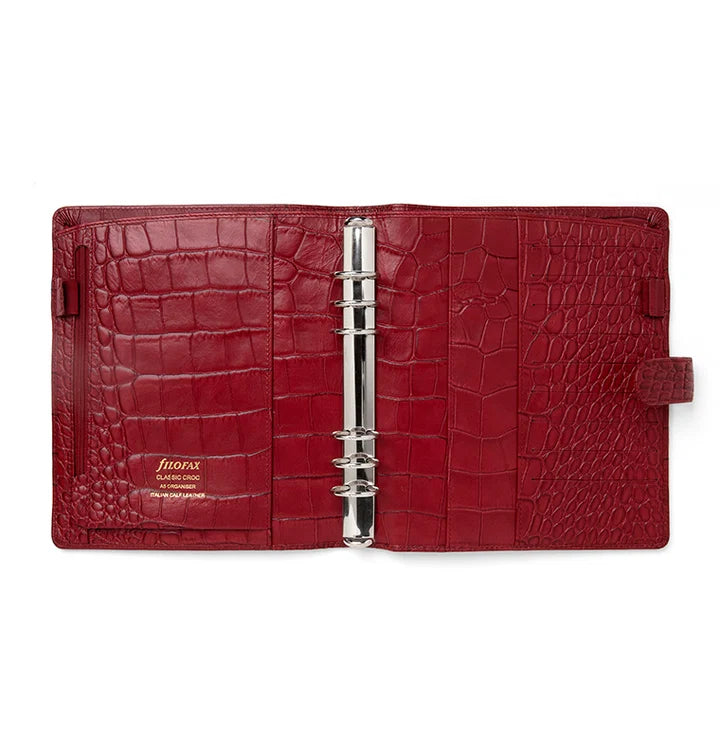 Filofax - A5 Leather Organiser - Classic Croc - Cherry-Organiser-DutchMills