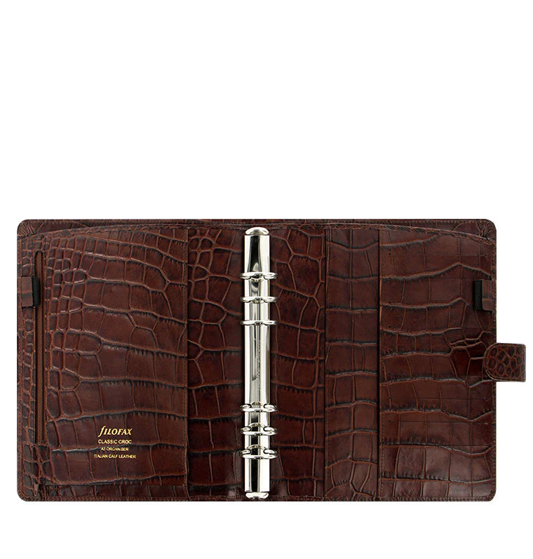 Filofax - Classic Croc A5 Leather Organiser - Chestnut-Organiser-DutchMills