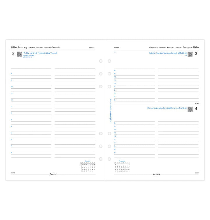 Filofax - One Day One Page Diary 2026 with Appointments - Multilanguage - A5 Organiser Refill-Agenda-DutchMills