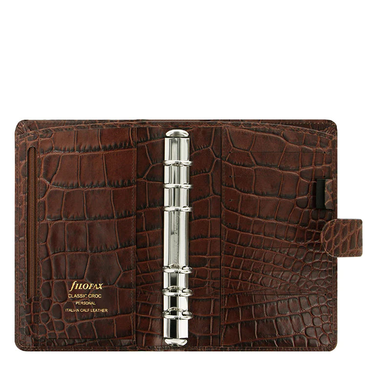 Filofax - Personal Leather Organiser - Classic Croc - Chestnut-Organiser-DutchMills