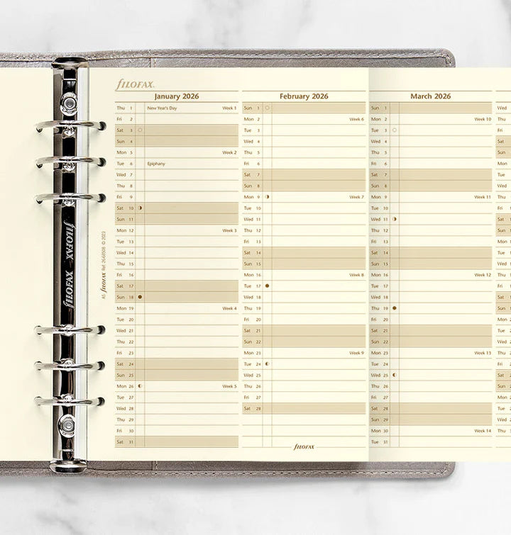 Filofax - Vertical Year Planner 2026 - Cotton Cream - English - A5 Organiser Refill-Agenda-DutchMills