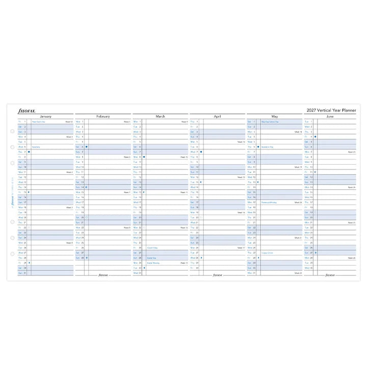 Filofax - Vertical year Planner 2027 - English - A5 Organiser Refill-Agenda-DutchMills