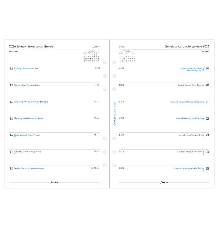 Filofax - Week On One Page Diary 2026 - Multilanguage - A5 Organiser Refill-Agenda-DutchMills