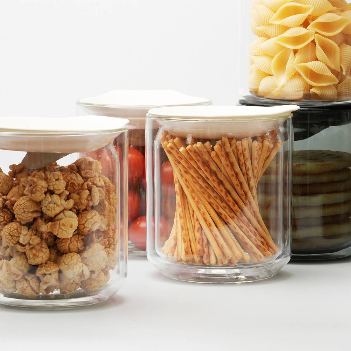 Space Jar - double wall glass container: Black-DutchMills