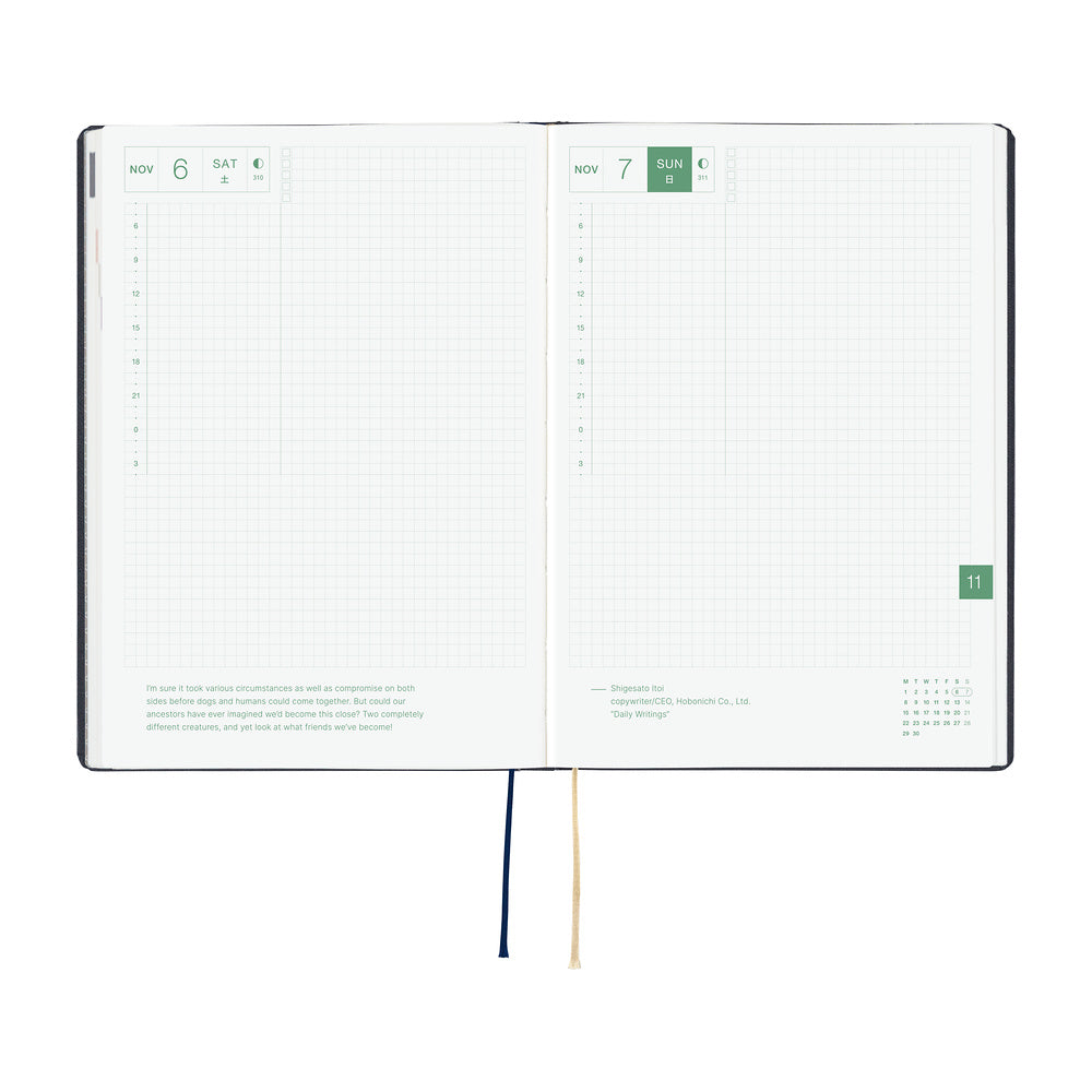 Hobonichi - HON A5 Slash (Navy) - 2027-Planner-DutchMills