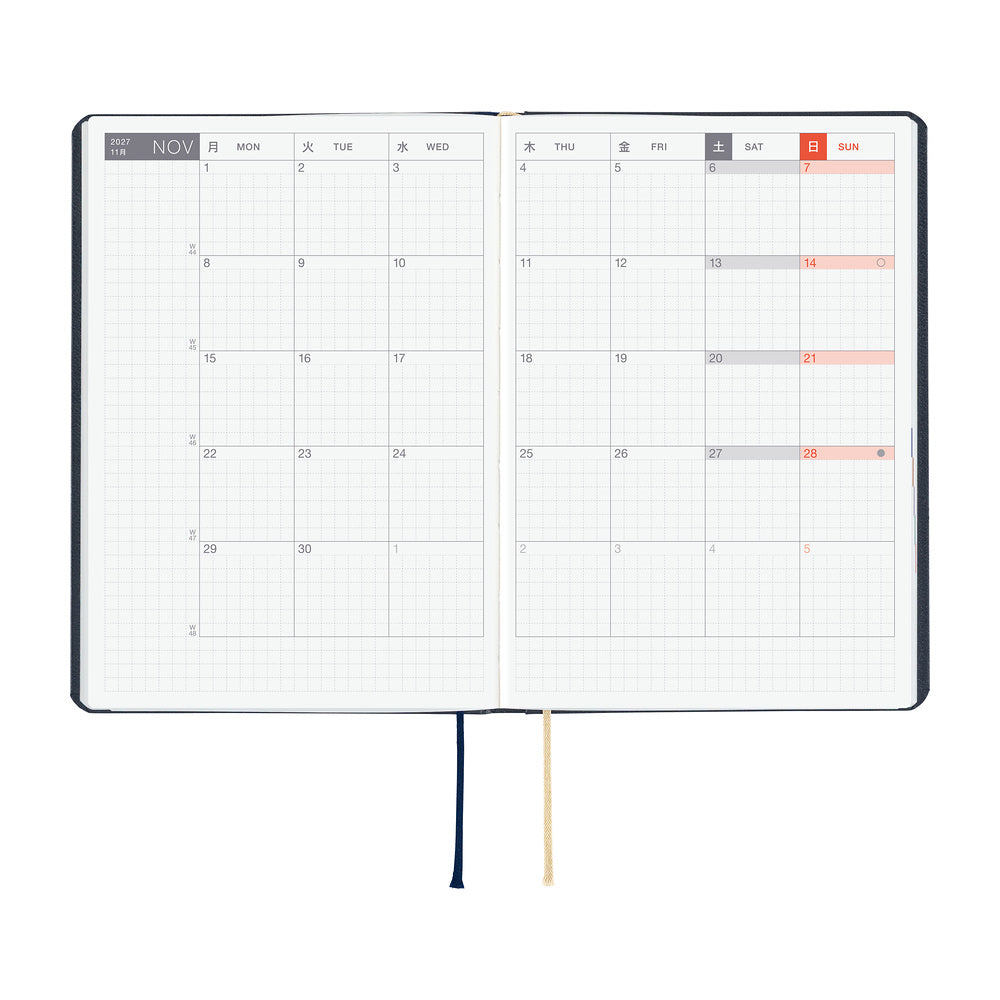 Hobonichi - HON A6 Slash (Navy) - 2027-Planner-DutchMills