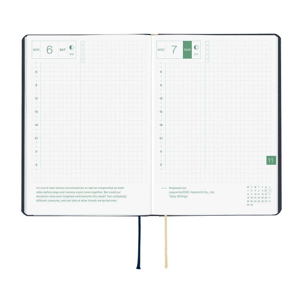 Hobonichi - HON A6 Slash (Navy) - 2027-Planner-DutchMills