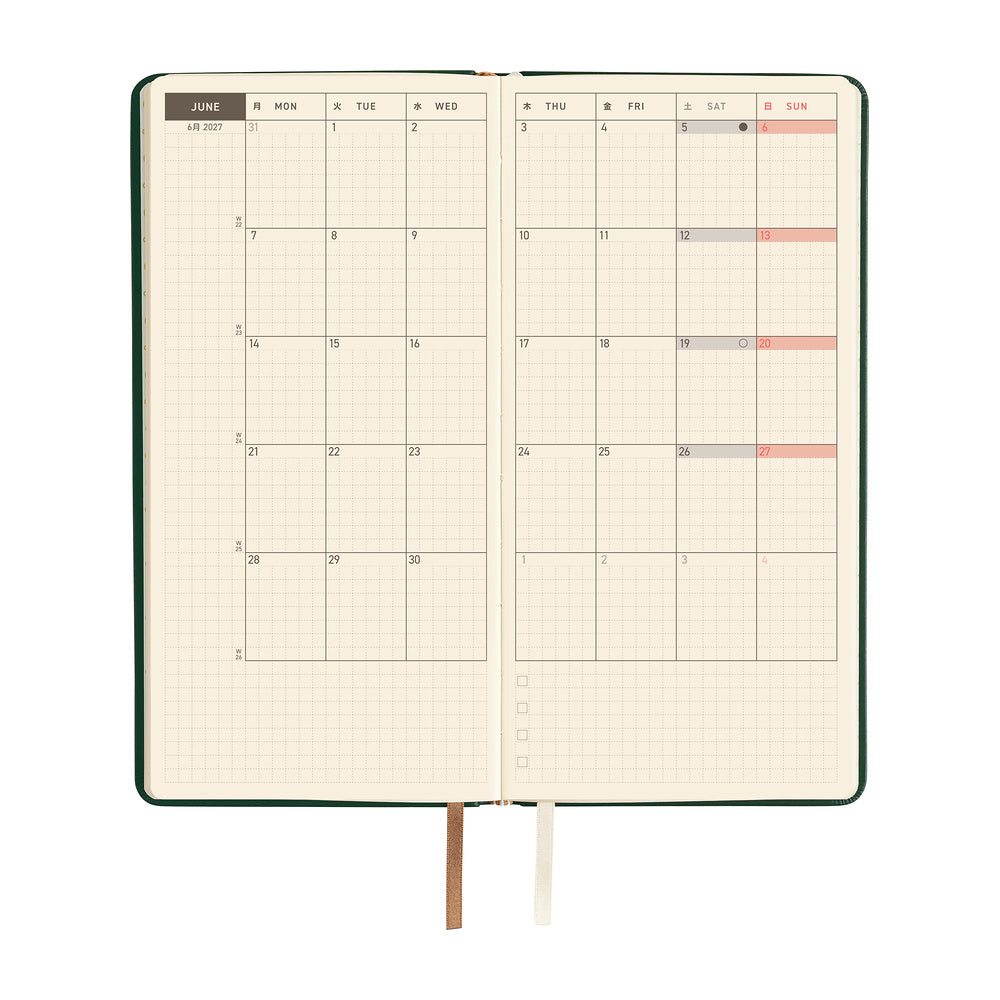Hobonichi - Weeks Leather: Forest Green - 2027-Planner-DutchMills
