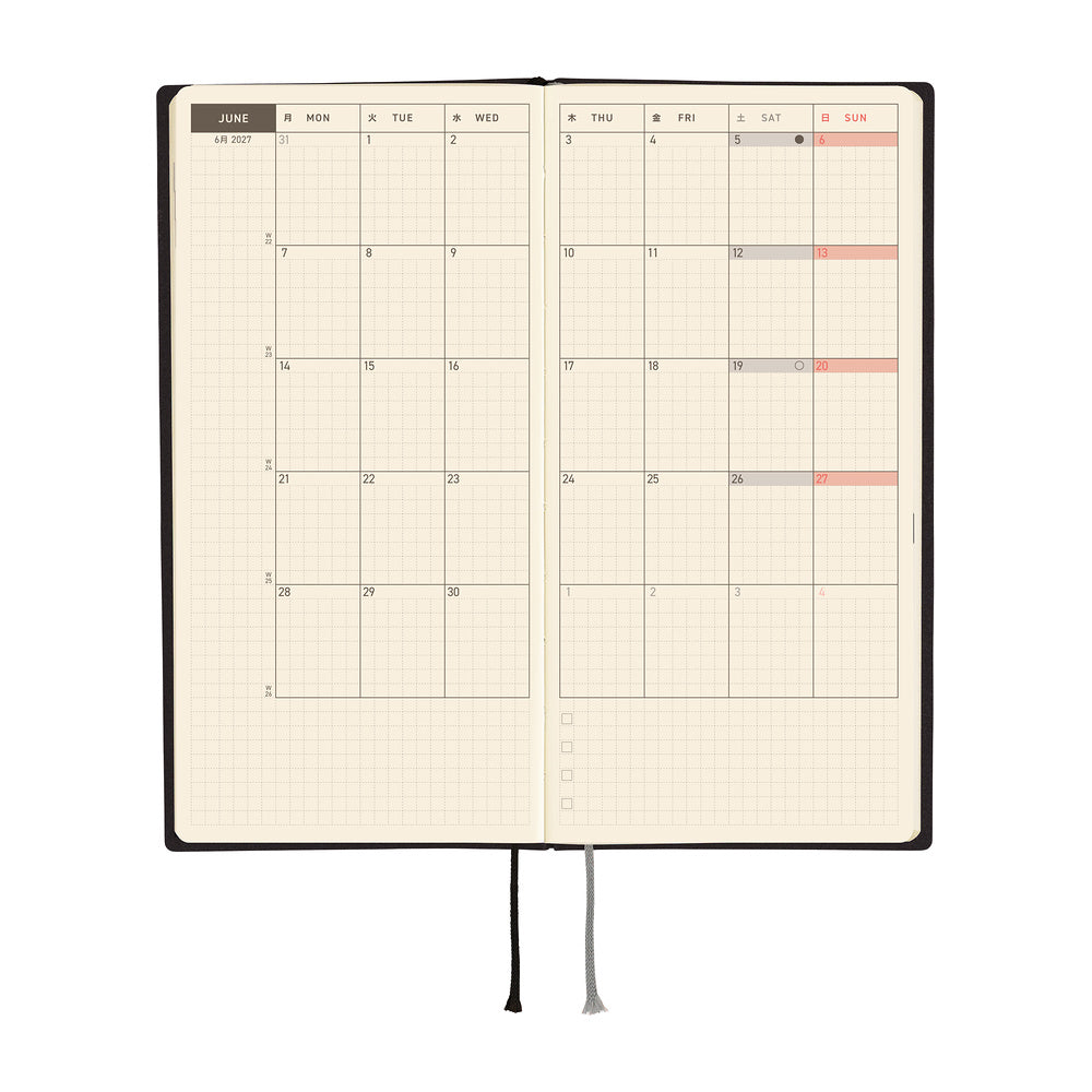 Hobonichi - Weeks White Line: Black - 2027-Planner-DutchMills