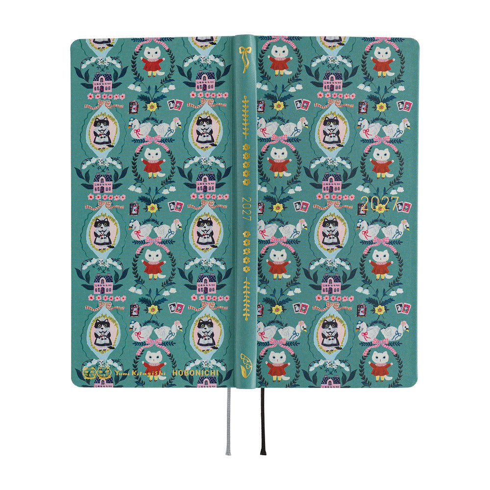 Hobonichi - Weeks Yumi Kitagishi: White Cat Wallpaper - 2027-Planner-DutchMills