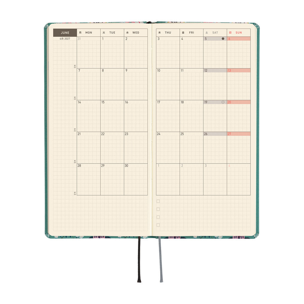Hobonichi - Weeks Yumi Kitagishi: White Cat Wallpaper - 2027-Planner-DutchMills