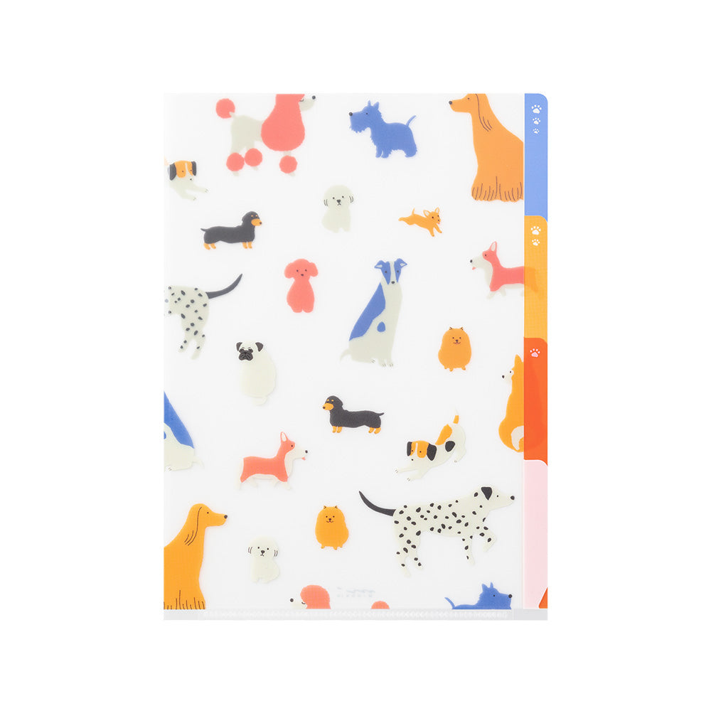 Midori - 3 Pockets Clear Folder A5 - Dogs-Folder-DutchMills
