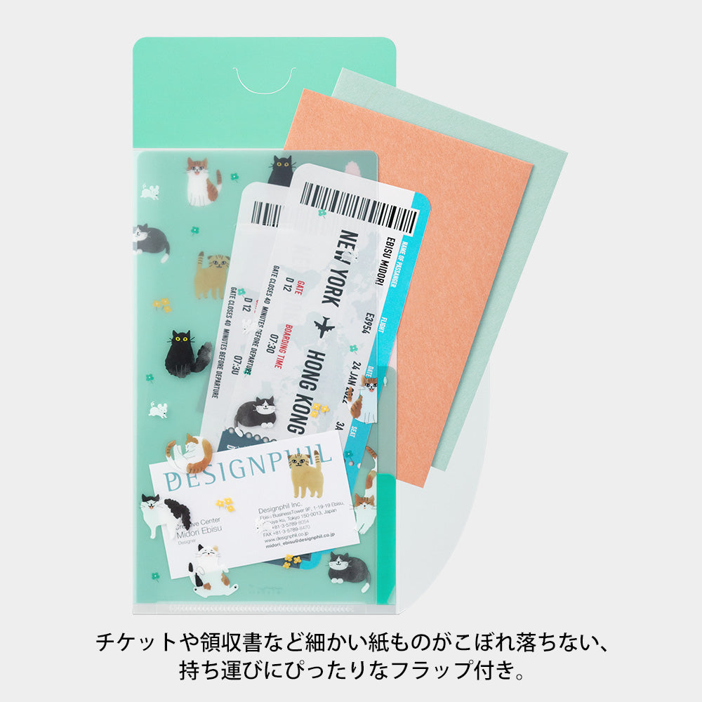 Midori - 3 Pockets Clear Folder - A5 Slim - with Flap Cats-Folder-DutchMills