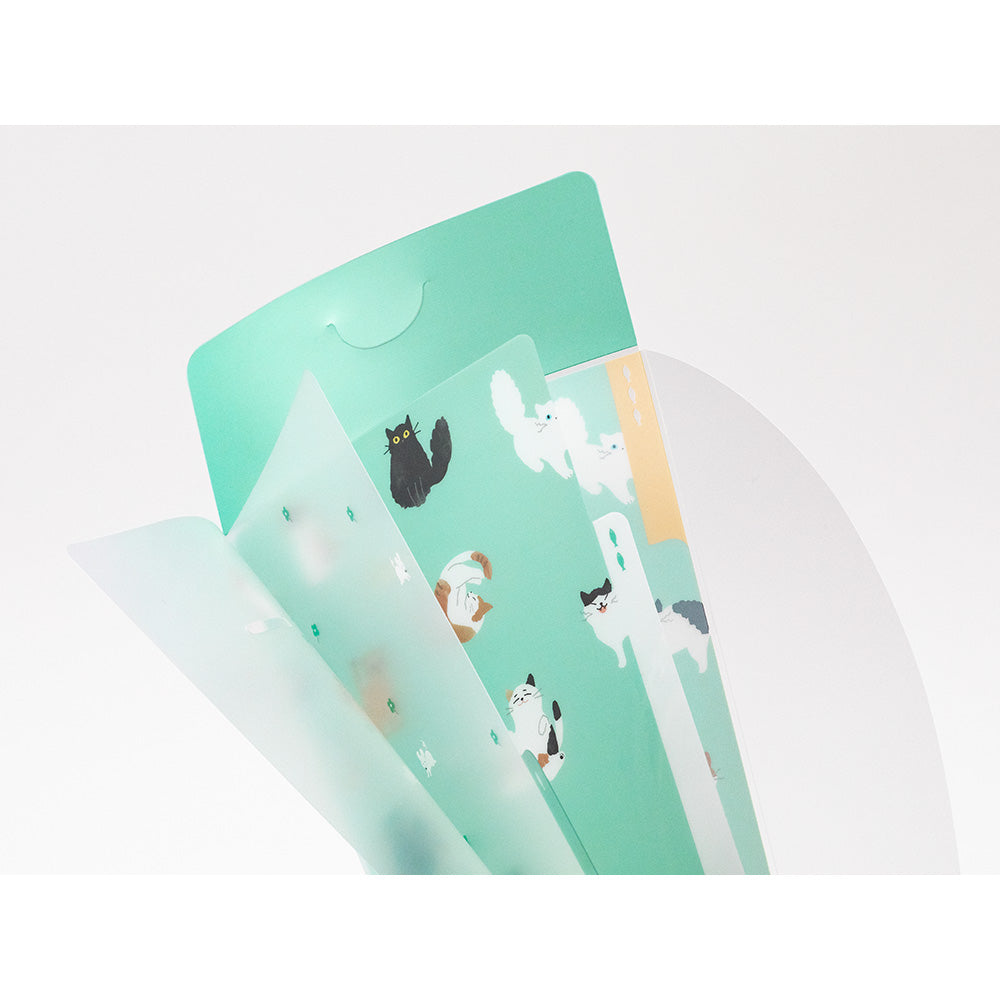 Midori - 3 Pockets Clear Folder - A5 Slim - with Flap Cats-Folder-DutchMills