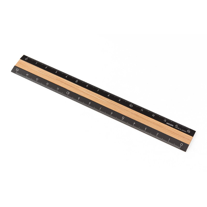 Midori - Wooden Ruler 15 cm - Black-Liniaal-DutchMills