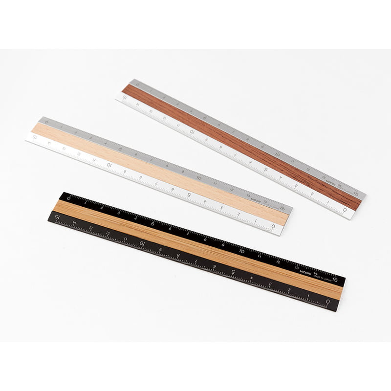 Midori - Wooden Ruler 15 cm - Black-Liniaal-DutchMills