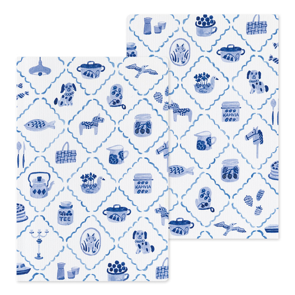 Midori - Yuru Log Notebook B6 Blue Scandanavian Pattern-Notitieboek-DutchMills
