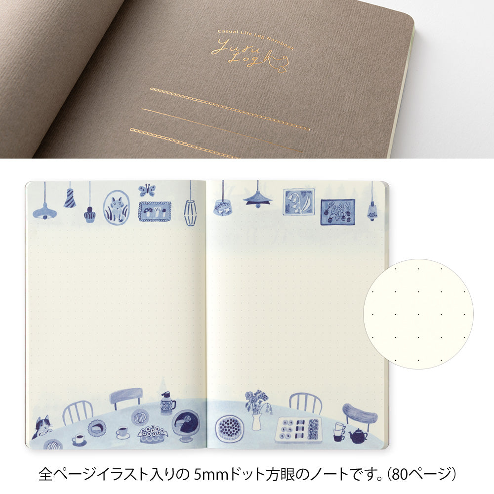 Midori - Yuru Log Notebook B6 Blue Scandanavian Pattern-Notitieboek-DutchMills