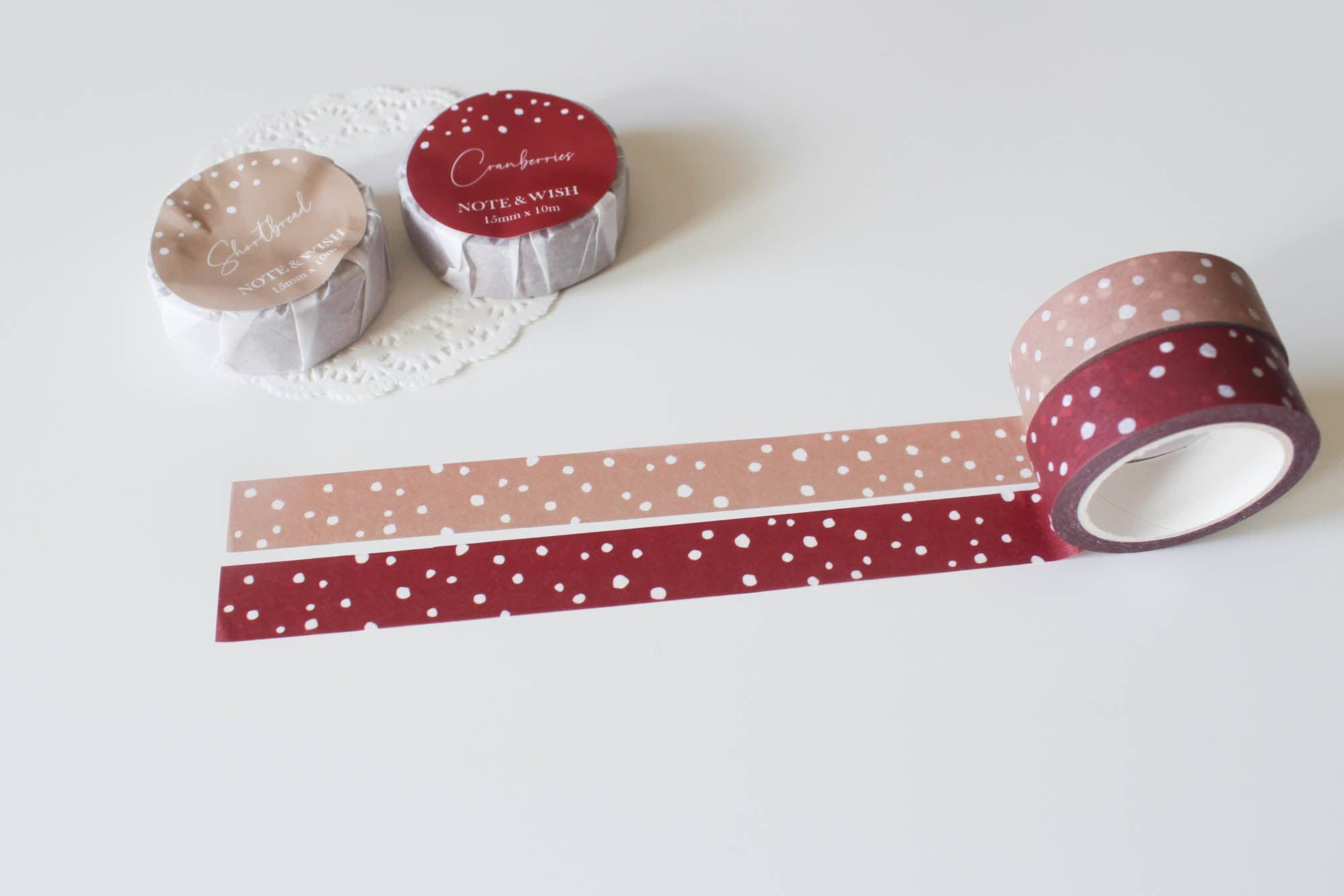 Cranberries & Shortbread Dotted Washi Tape: Cranberries (Red)-DutchMills