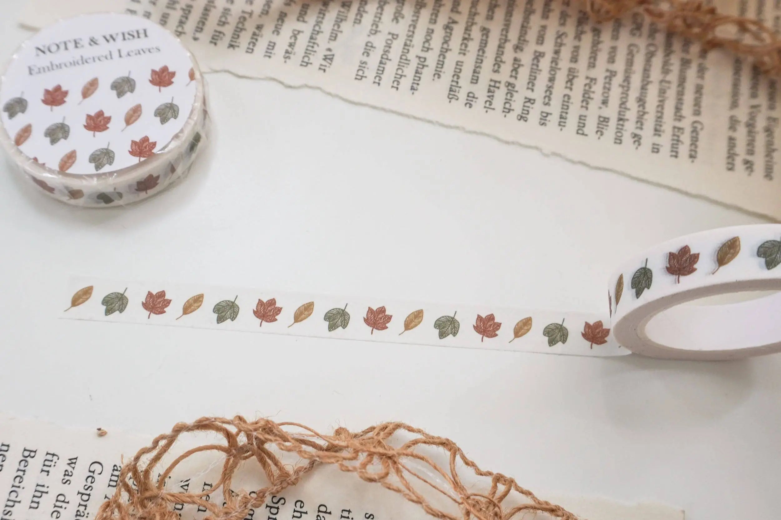 Note & Wish - Embroidered Leaves, Autumn Washi Tape-Maskingtape-DutchMills