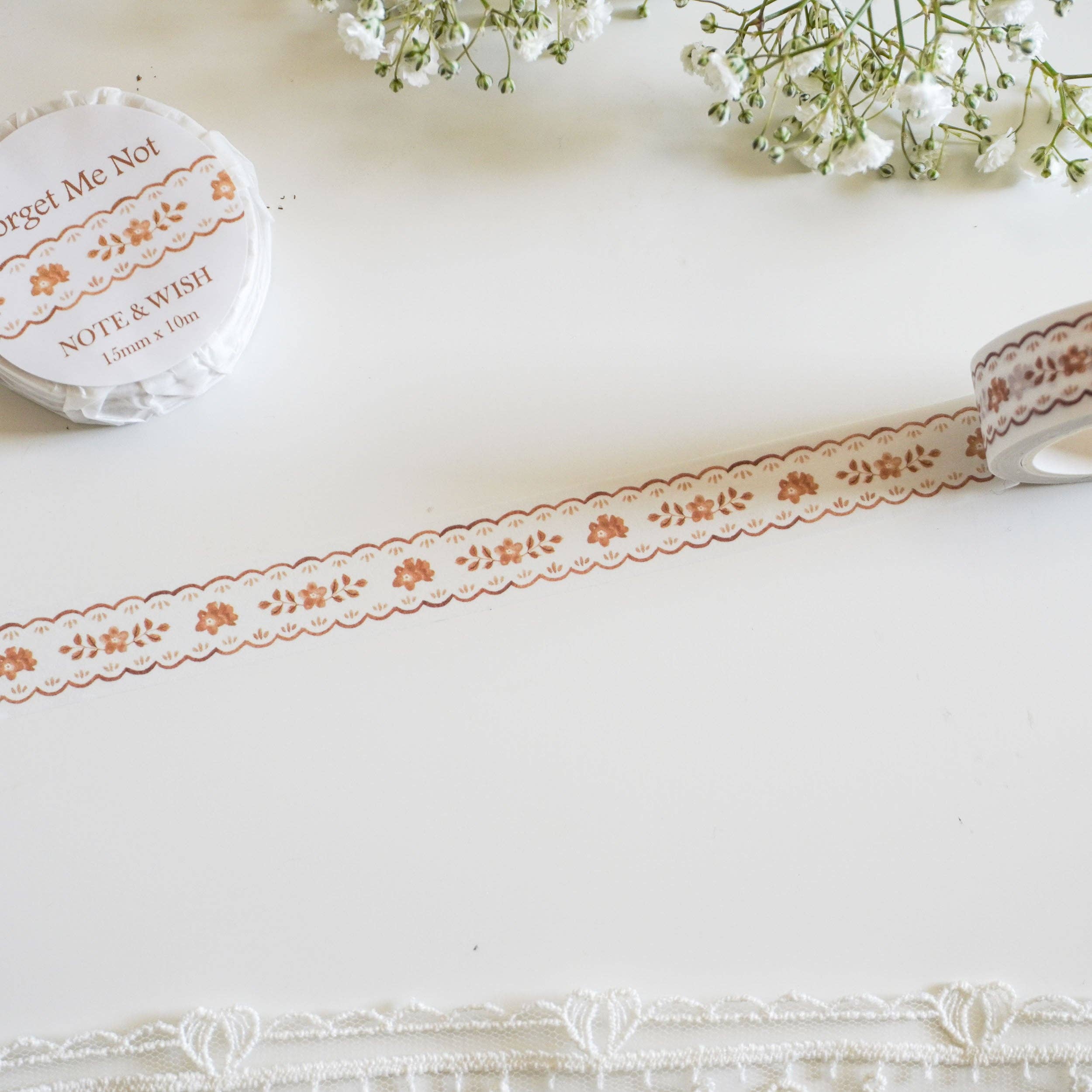 Forget Me Not (gold) Washi Tape-DutchMills