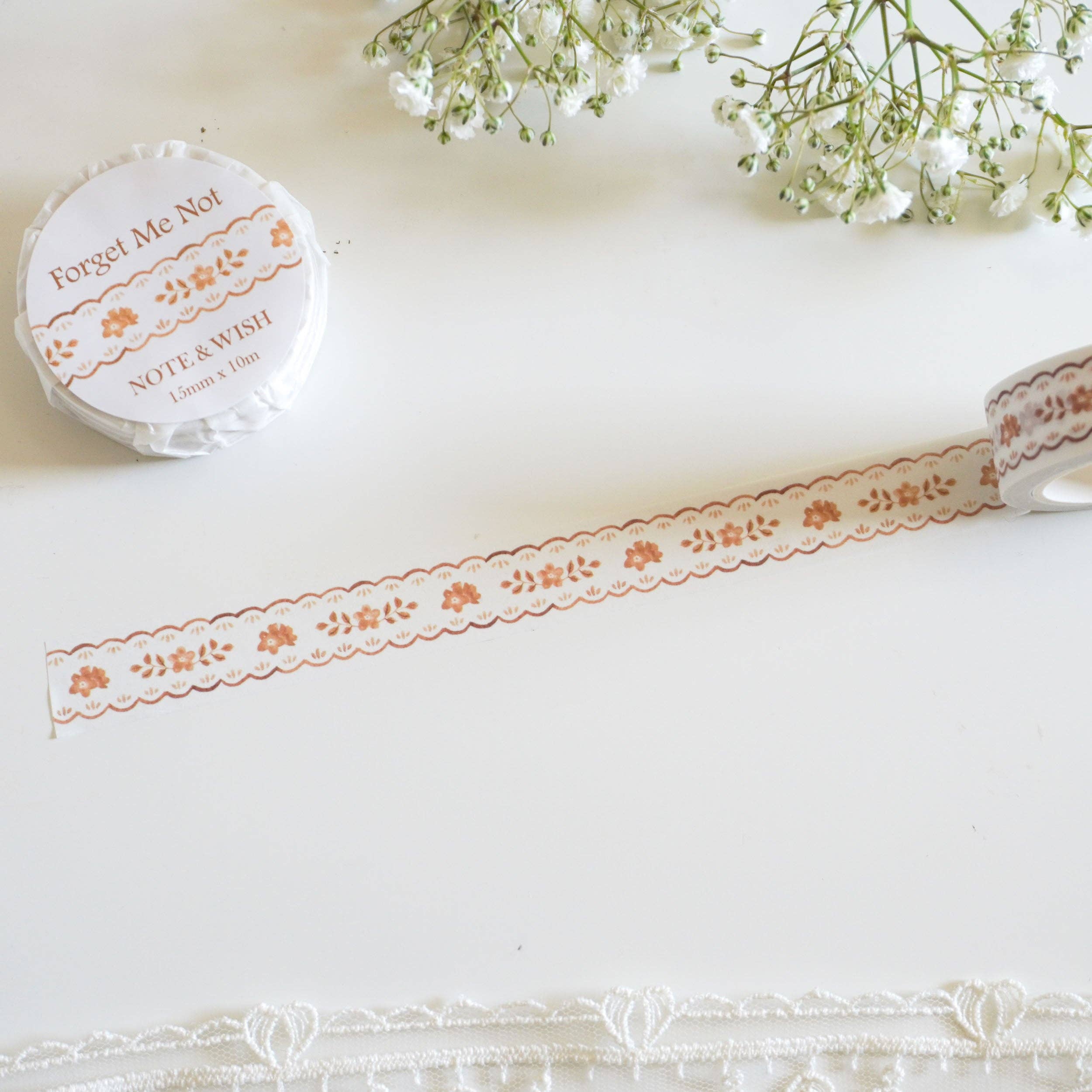 Forget Me Not (gold) Washi Tape-DutchMills