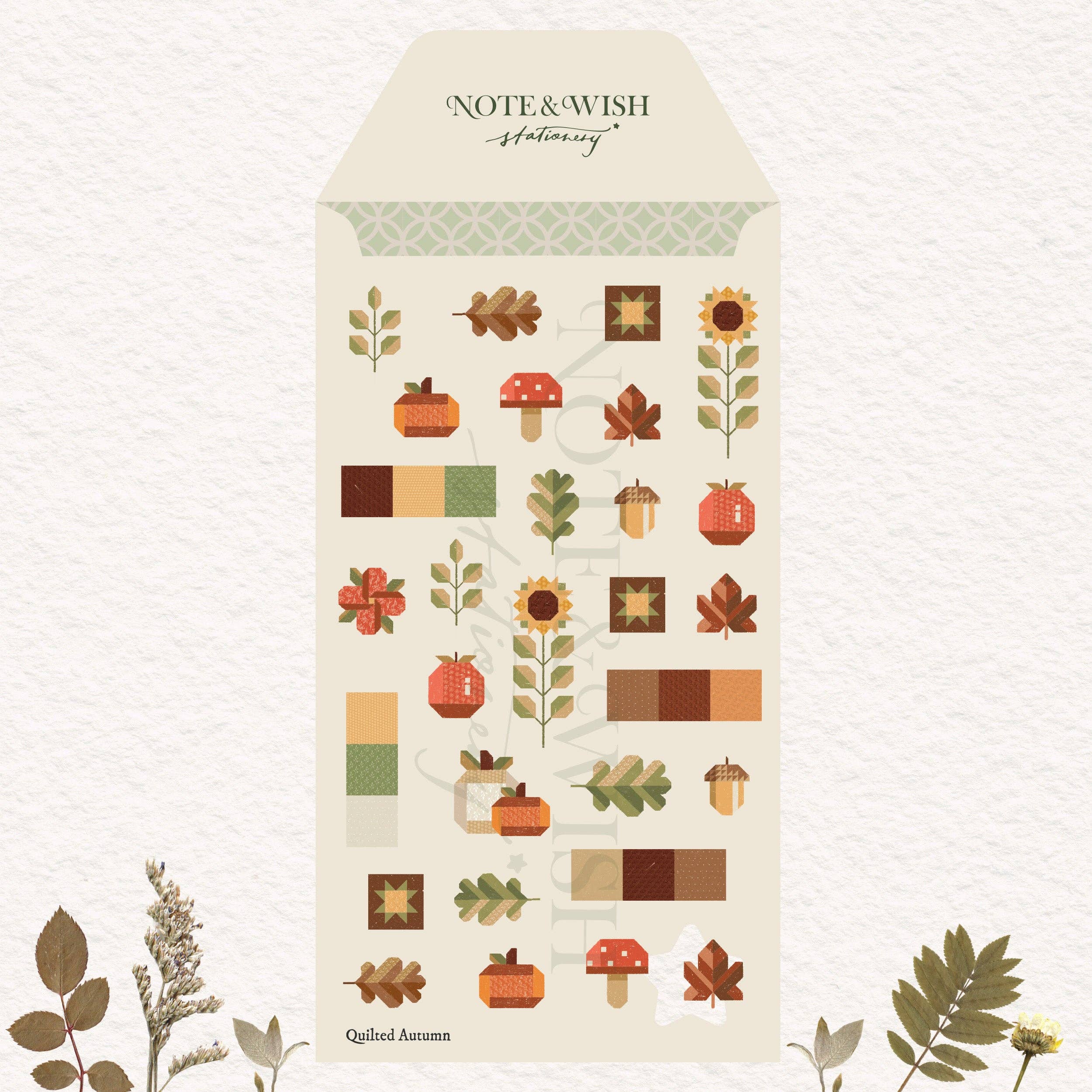 Autumn Journal Stickers - Quilted Autumn Washi Sticker Sheet-DutchMills