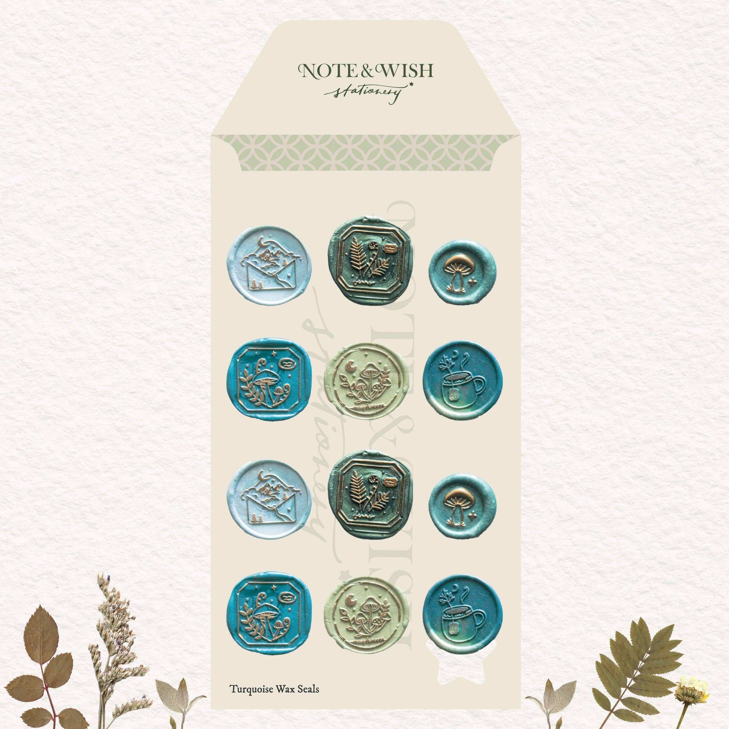 Wax Seal Stickers - Turquoise Wax Seals Vinyl Sticker Sheet-DutchMills
