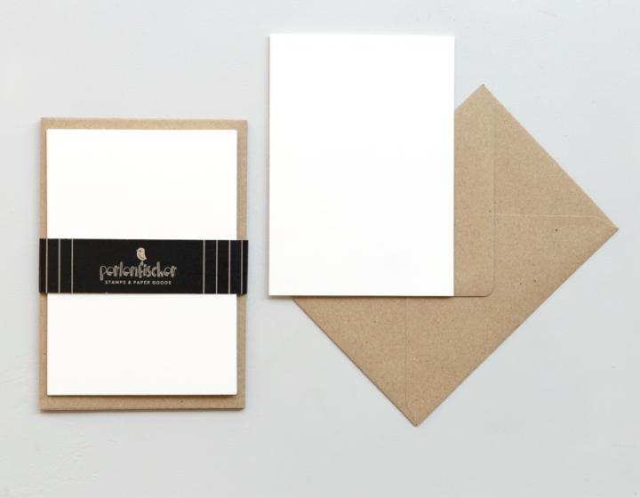 Perlenfischer - Witte kaart met kraft envelop (5 stuks)-Stempel-DutchMills