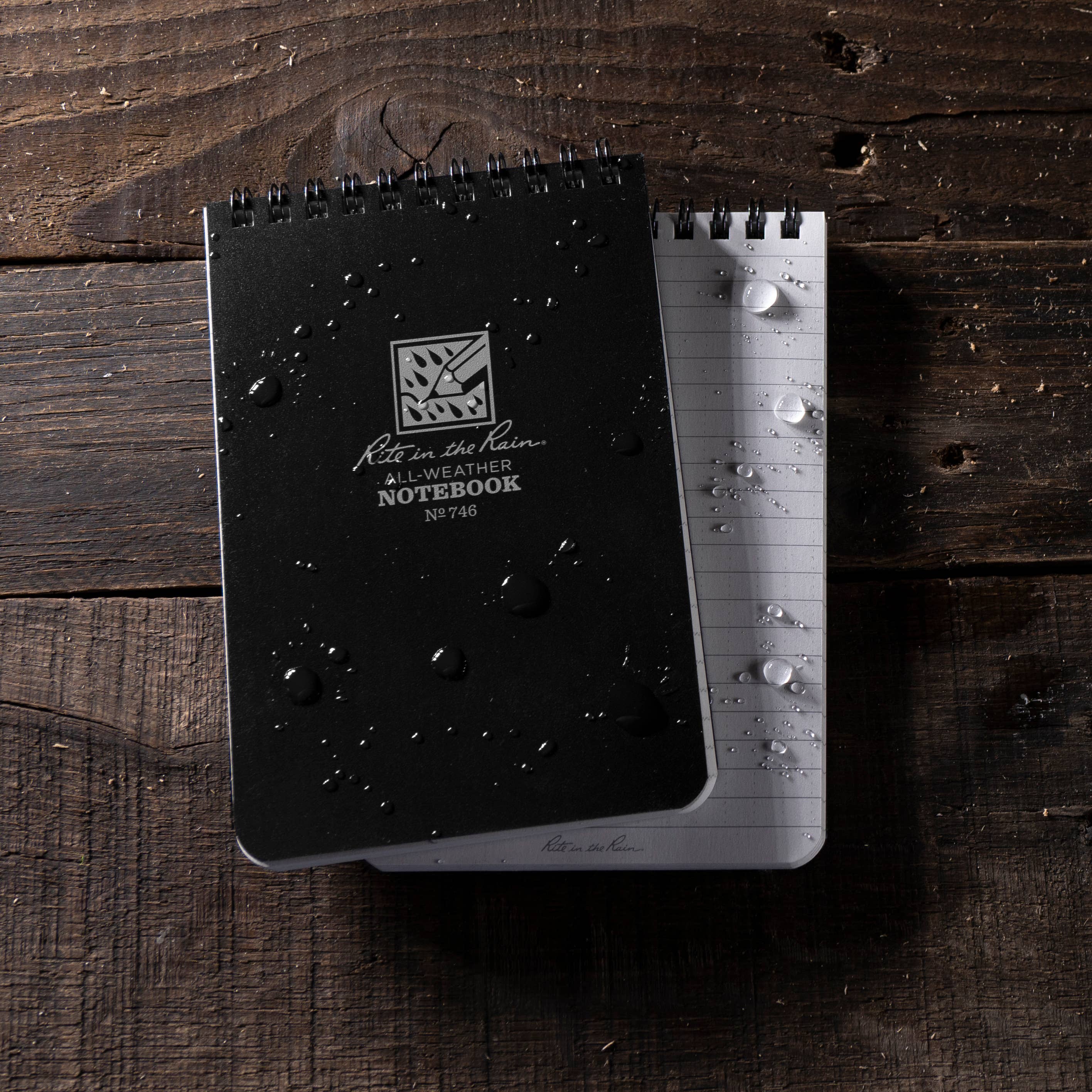 Rite in the Rain 4" x 6" Black Top-Spiral Notebook-DutchMills