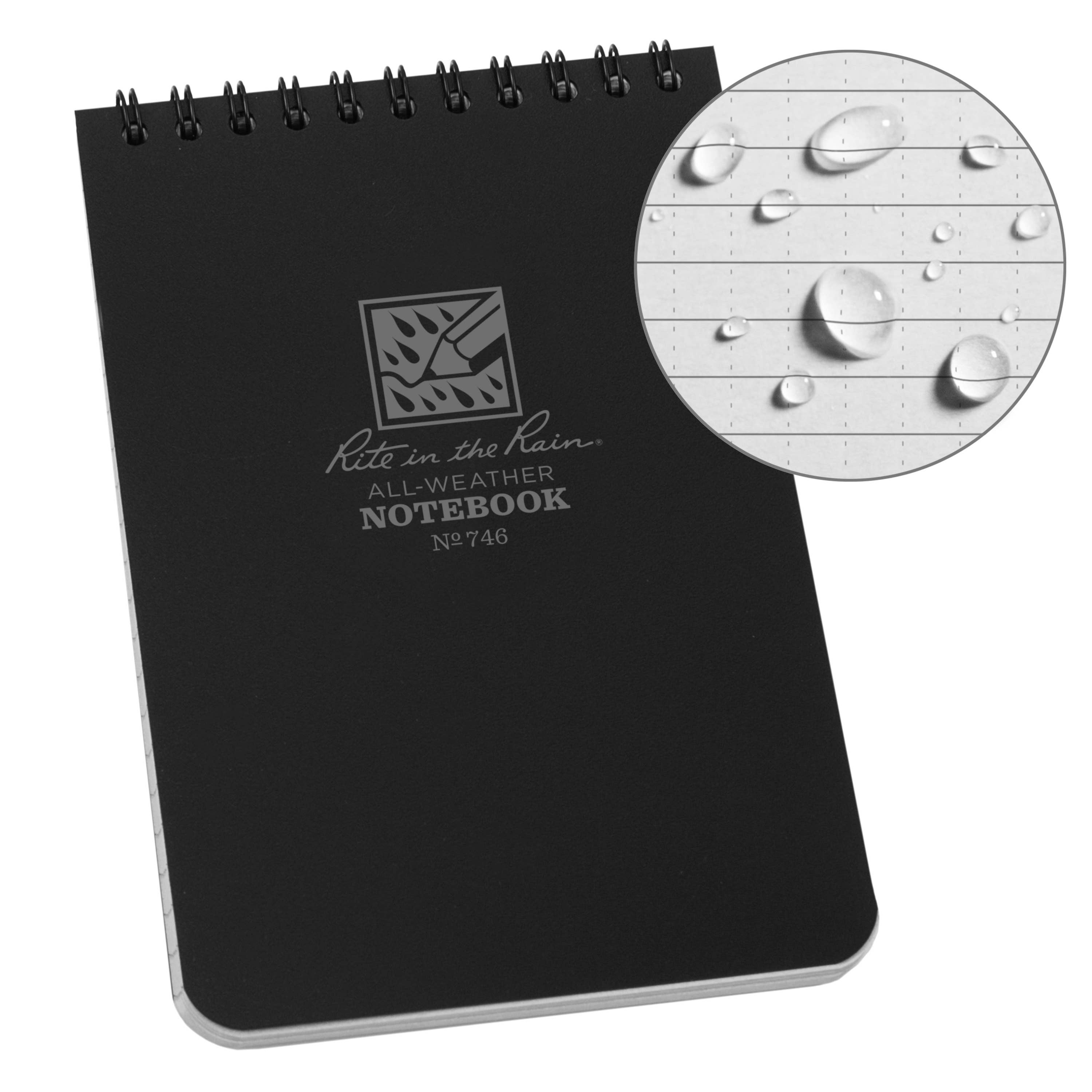 Rite in the Rain 4" x 6" Black Top-Spiral Notebook-DutchMills