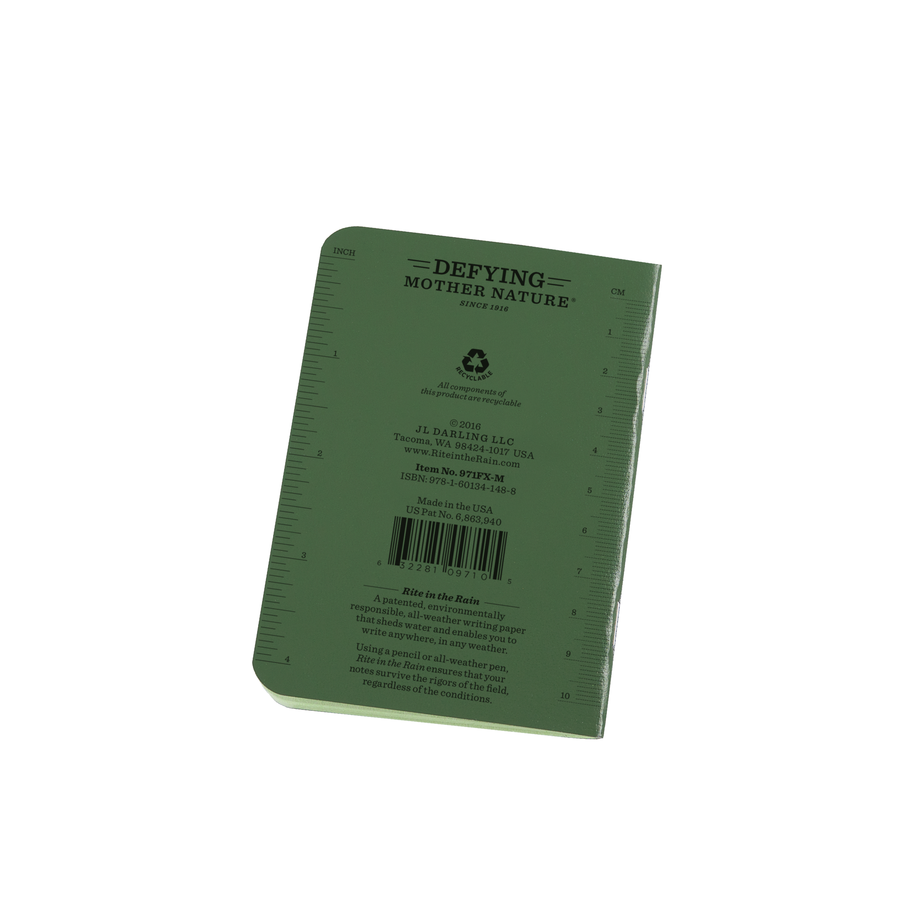 Rite in the Rain Notebook, 3.25" x 4.625" Green Cover 3 PK-DutchMills