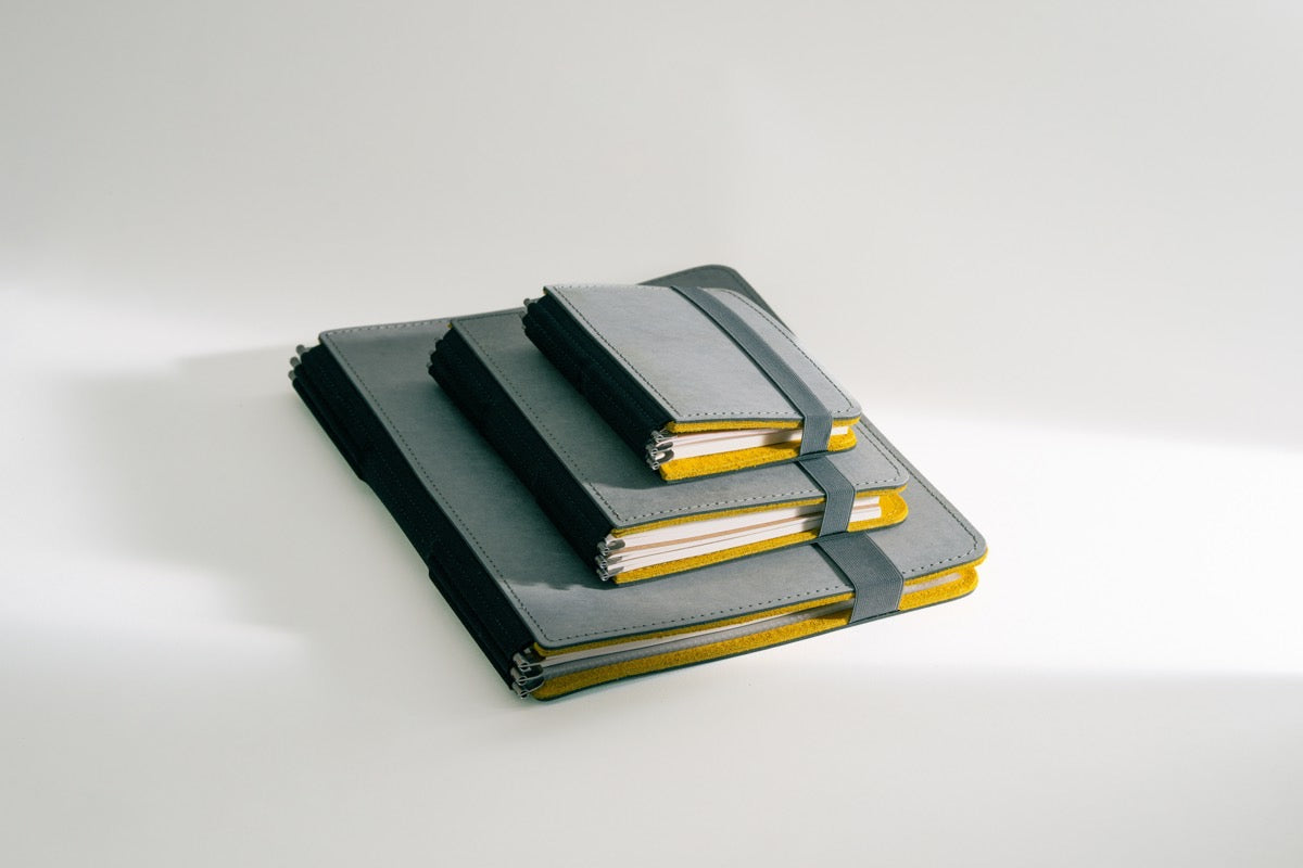 Roterfaden - Taschenbegleiter - Recycled Leather Light Gray LB-23 Medium-DutchMills