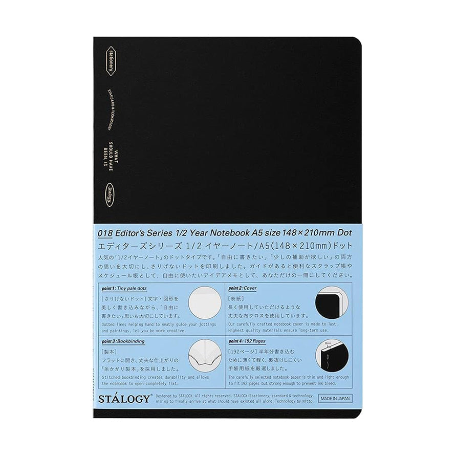 Stalogy - 1/2 Year Notebook - A5 Black - Dot Grid-Notitieboek-DutchMills