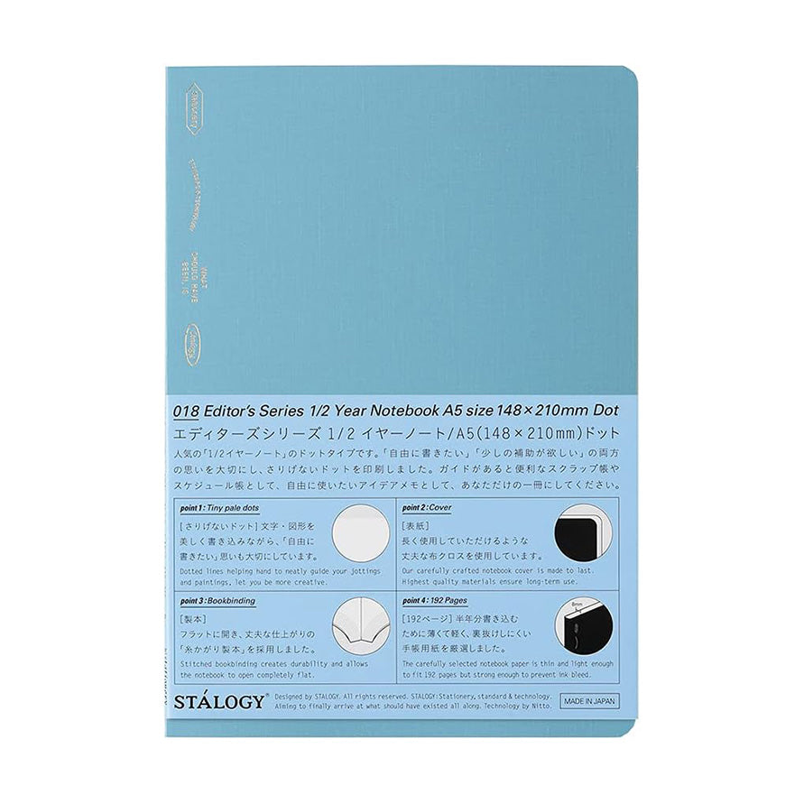 Stalogy - 1/2 Year Notebook - A5 Blue - Dot Grid-Notitieboek-DutchMills