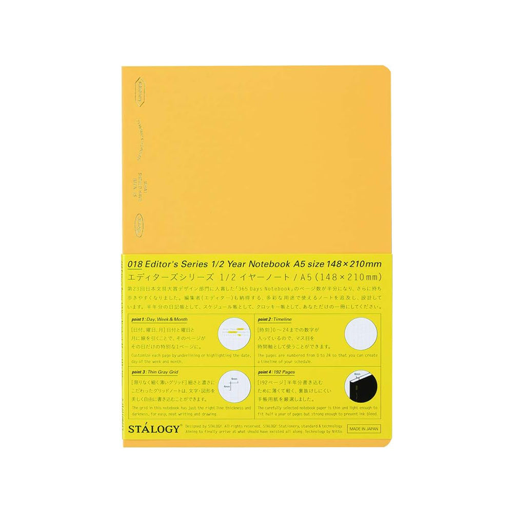 Stalogy - 1/2 Year Notebook - A6 Yellow - Grid-Notitieboek-DutchMills