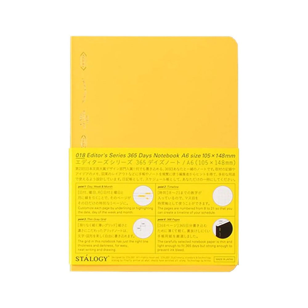 Stalogy - 365 Days Notebook - A6 Yellow - Grid-Notitieboek-DutchMills