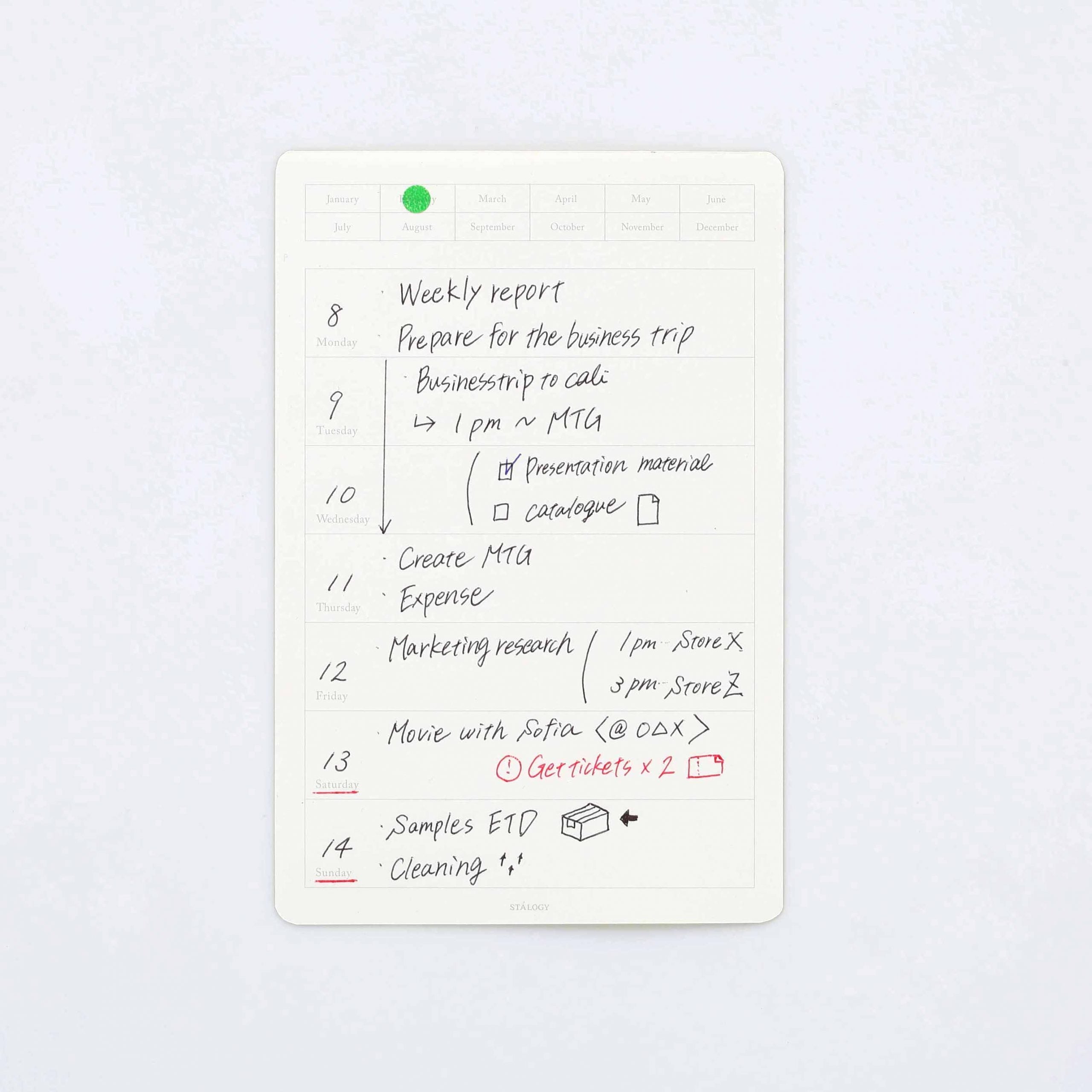 Stalogy - Removable Calendar Seal - Weekly - M-Sticky Notes-DutchMills
